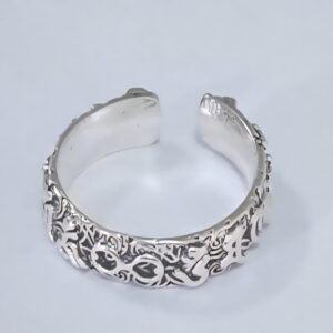 花紋雕刻開口式銀戒