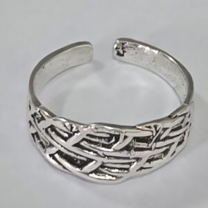 編織紋理開口式銀戒